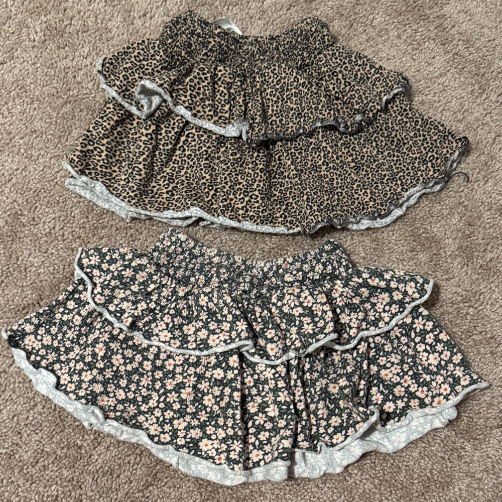 Zara Leopard and Floral A-Line Skirt Set